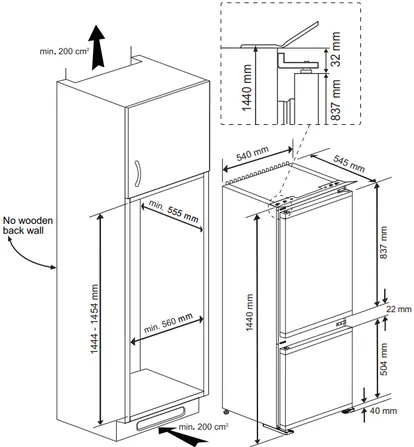 Onedaykitchen BEKO Integrierte Kühl- Gefrierkombination BCSA240K4SN BCSA240K4SN 1