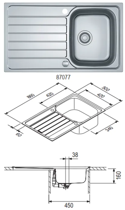 Onedaykitchen FRANKE: Einbauspüle Spark SKX 611-86, Edelstahl 87077 1